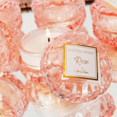 ΜΠΟΜΠΟΝΙΕΡΑ Κερί στρογγυλό ροζ απαλό γυάλινο rose SOAP TALES