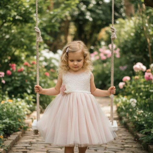 Βαπτιστικό Φόρεμα κορίτσι Dolce Bambini σομόν ροζ σετ