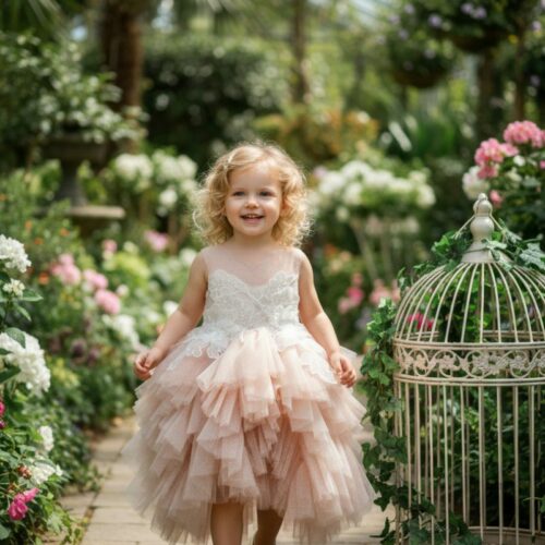 Βαπτιστικό Φόρεμα κορίτσι Dolce Bambini dusty pink σετ