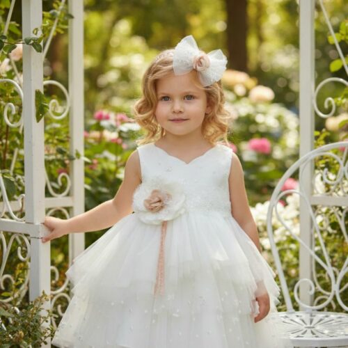 Βαπτιστικό Φόρεμα κορίτσι Dolce Bambini ivory εκρού σετ