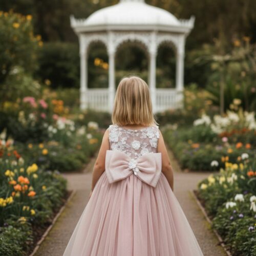 Βαπτιστικό Φόρεμα κορίτσι Dolce Bambini dusty pink σετ