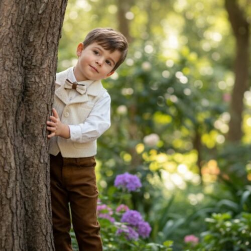 Βαπτιστικό κοστούμι αγόρι Dolce Bambini λευκές και μπεζ αποχρώσεις σετ