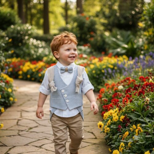 Βαπτιστικό κοστούμι αγόρι Dolce Bambini λευκές, μπεζ και σιελ αποχρώσεις σετ