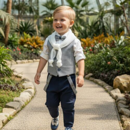 Βαπτιστικό κοστούμι αγόρι Dolce Bambini γκρι μπλε σετ