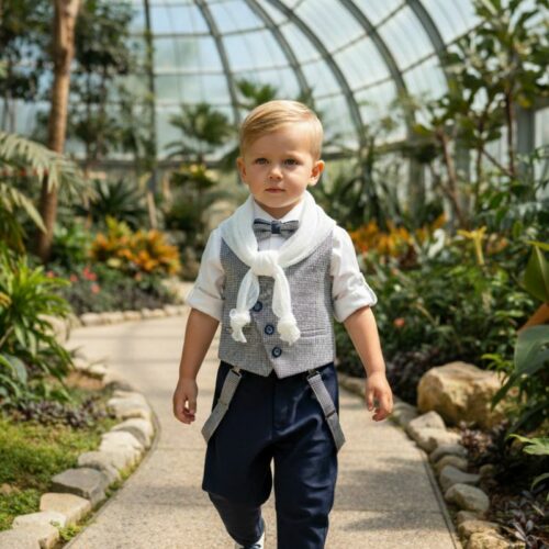 Βαπτιστικό κοστούμι αγόρι Dolce Bambini γκρι μπλε σετ