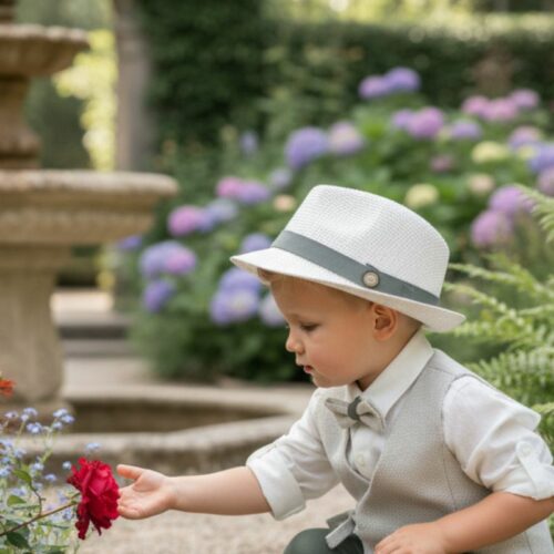 Βαπτιστικό κοστούμι αγόρι Dolce Bambini εκρού μπεζ κυπαραισσί σετ