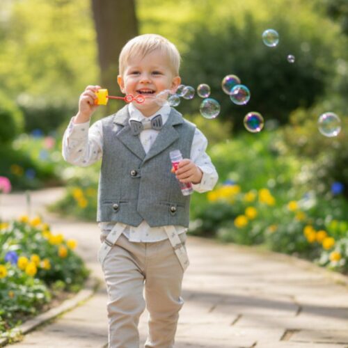 Βαπτιστικό κοστούμι αγόρι Dolce Bambini εκρού μπεζ μπλε πράσινο σετ