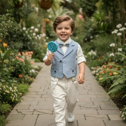 Βαπτιστικό κοστούμι αγόρι Dolce Bambini εκρού εκρού γαλάζιο σετ