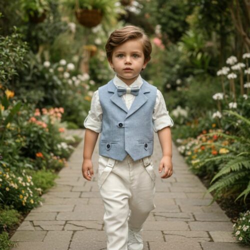 Βαπτιστικό κοστούμι αγόρι Dolce Bambini εκρού εκρού γαλάζιο σετ