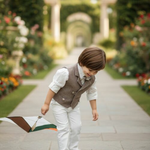 Βαπτιστικό κοστούμι αγόρι Dolce Bambini λευκές και μπεζ αποχρώσεις σετ