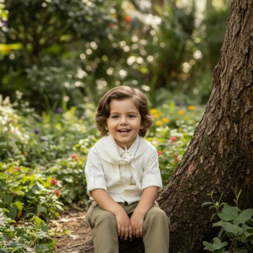 Βαπτιστικό κοστούμι αγόρι Dolce Bambini μπεζ πράσινο ελιάς σετ