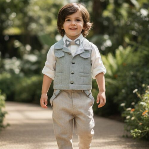 Βαπτιστικό κοστούμι αγόρι Dolce Bambini μπεζ σιελ σετ