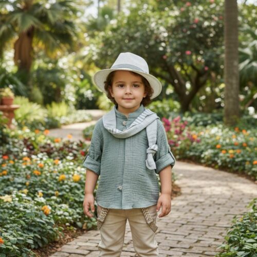 Βαπτιστικό κοστούμι αγόρι Dolce Bambini μπεζ και μέντα σετ