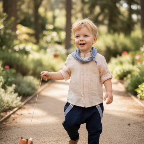 Βαπτιστικό κοστούμι αγόρι Dolce Bambini μπλε μπεζ σετ