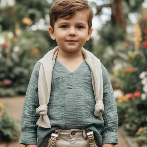 Βαπτιστικό κοστούμι αγόρι Dolce Bambini μέντα μπεζ σετ