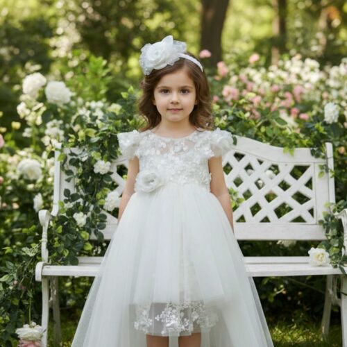 Βαπτιστικό Φόρεμα κορίτσι Dolce Bambini ivory εκρού σετ