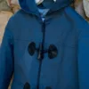 Μπλε ραφ χειμερινό βαπτιστικό jacket αγοριού με κουκούλα και toggle κουμπώματα