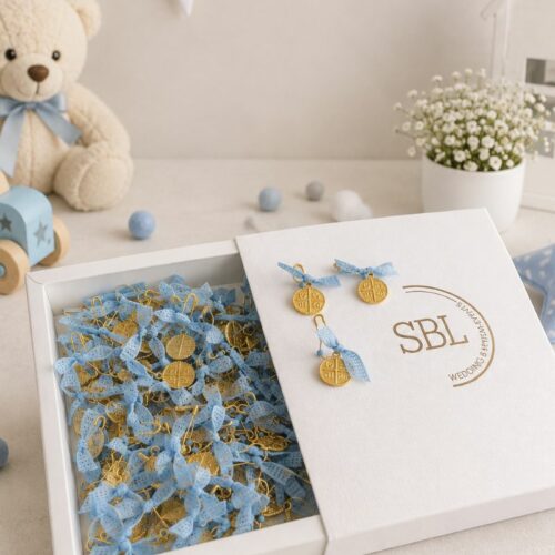 Winter Baby Blue μαρτυρικά βάπτισης αγοριού με σταυρό
