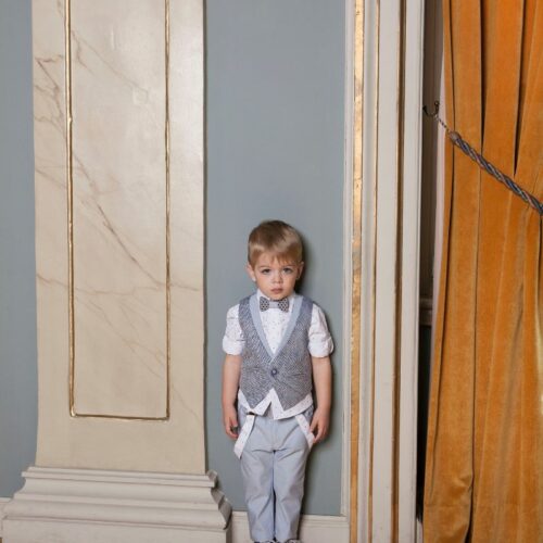 Winter Baby Blue βαπτιστικό ρούχο αγοριού φορεμένο σε παιδί