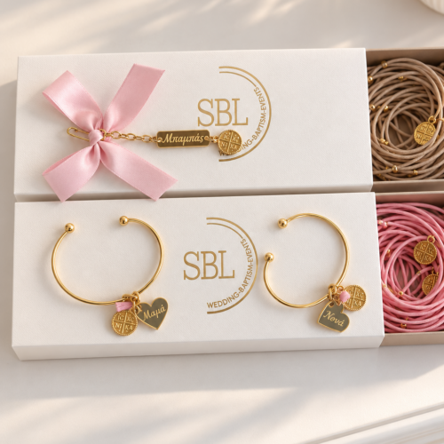 Baby Pink and Ivory Set – Ιδιαίτερα μαρτυρικά βάπτισης για μαμά, νονά, μπαμπά και νονό