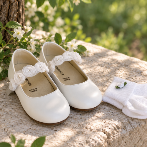 Λευκά βαπτιστικά παπούτσια BabyWalker για κορίτσι